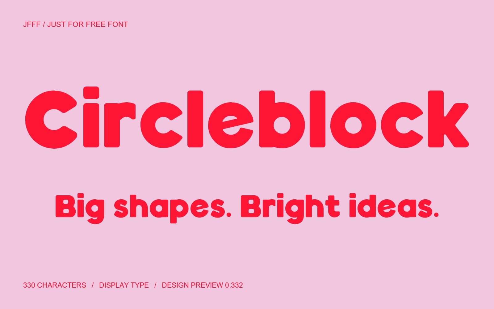 Circleblock: bold red-and-pink type specimen, rendered with the actual font.