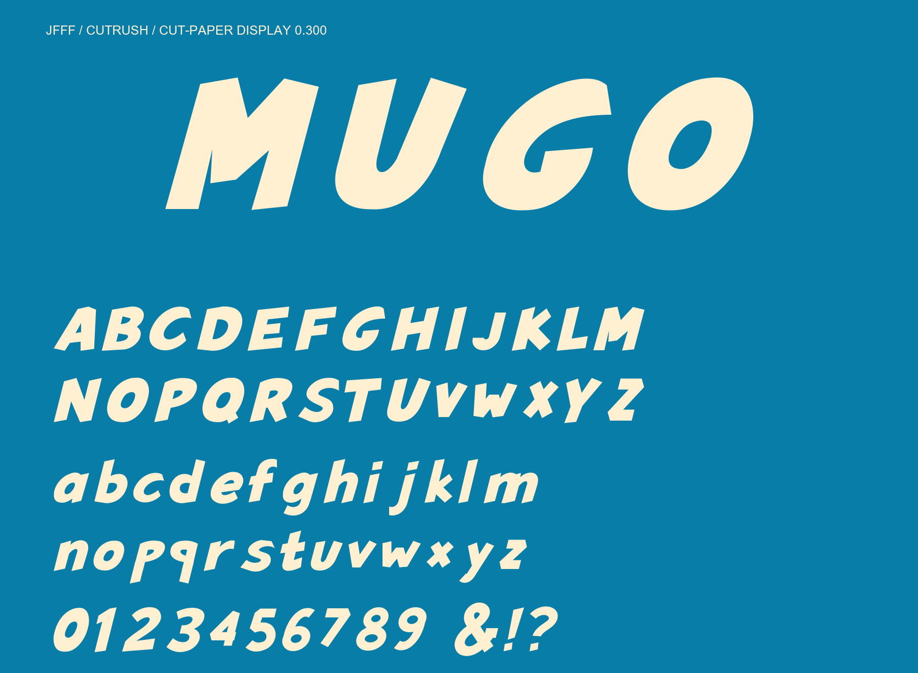 Cutrush uppercase, lowercase and figures