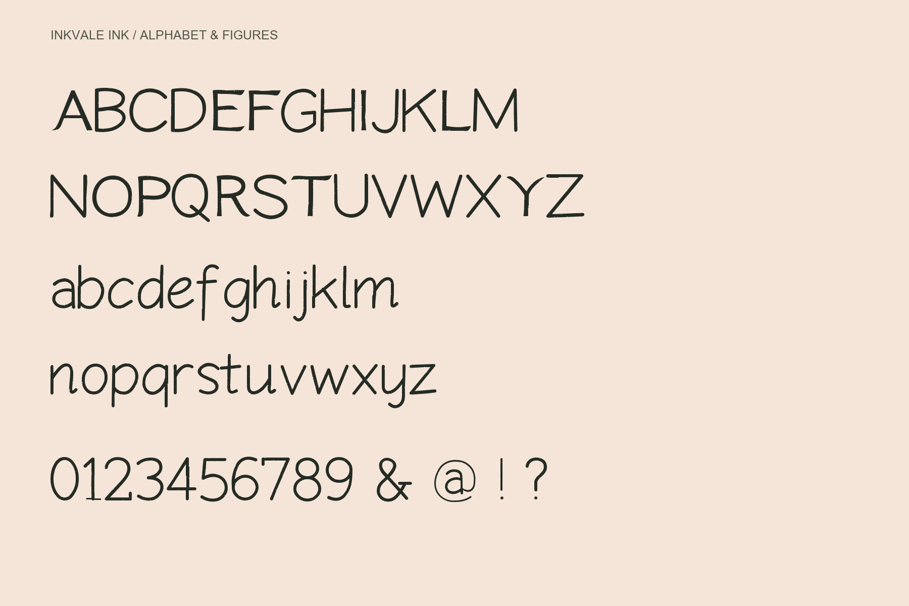 Ink uppercase, lowercase and figures