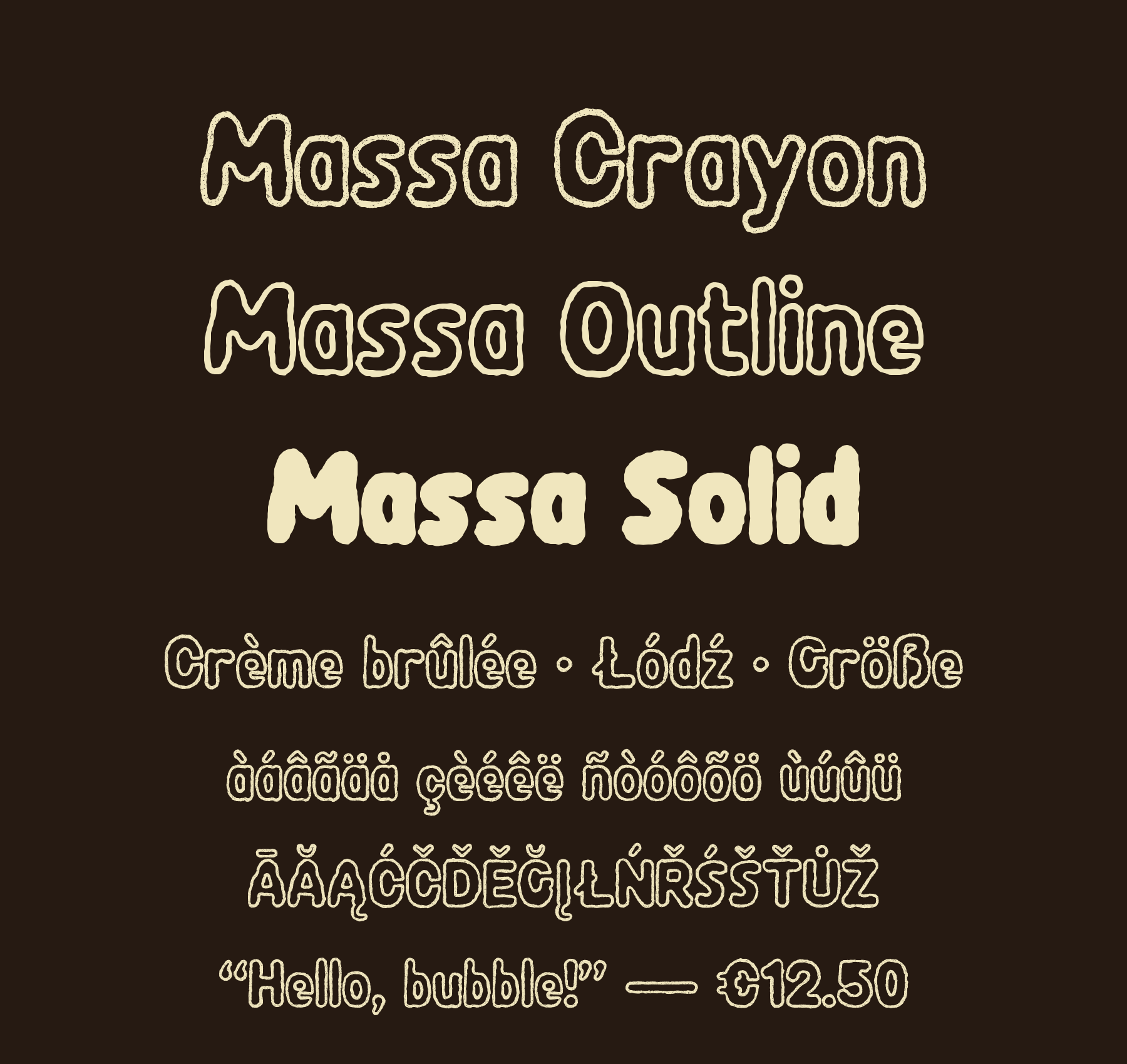 Massa three style specimen