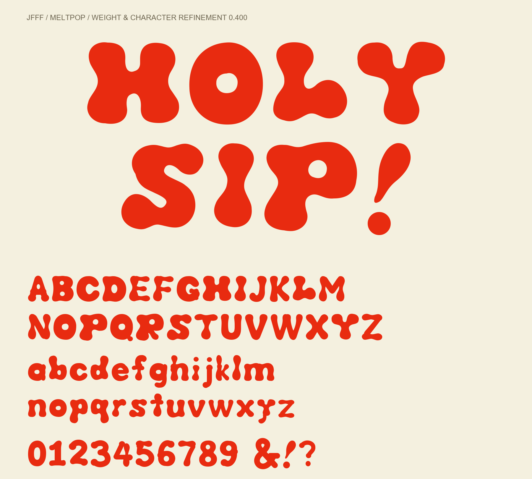 Meltpop uppercase, lowercase and figures