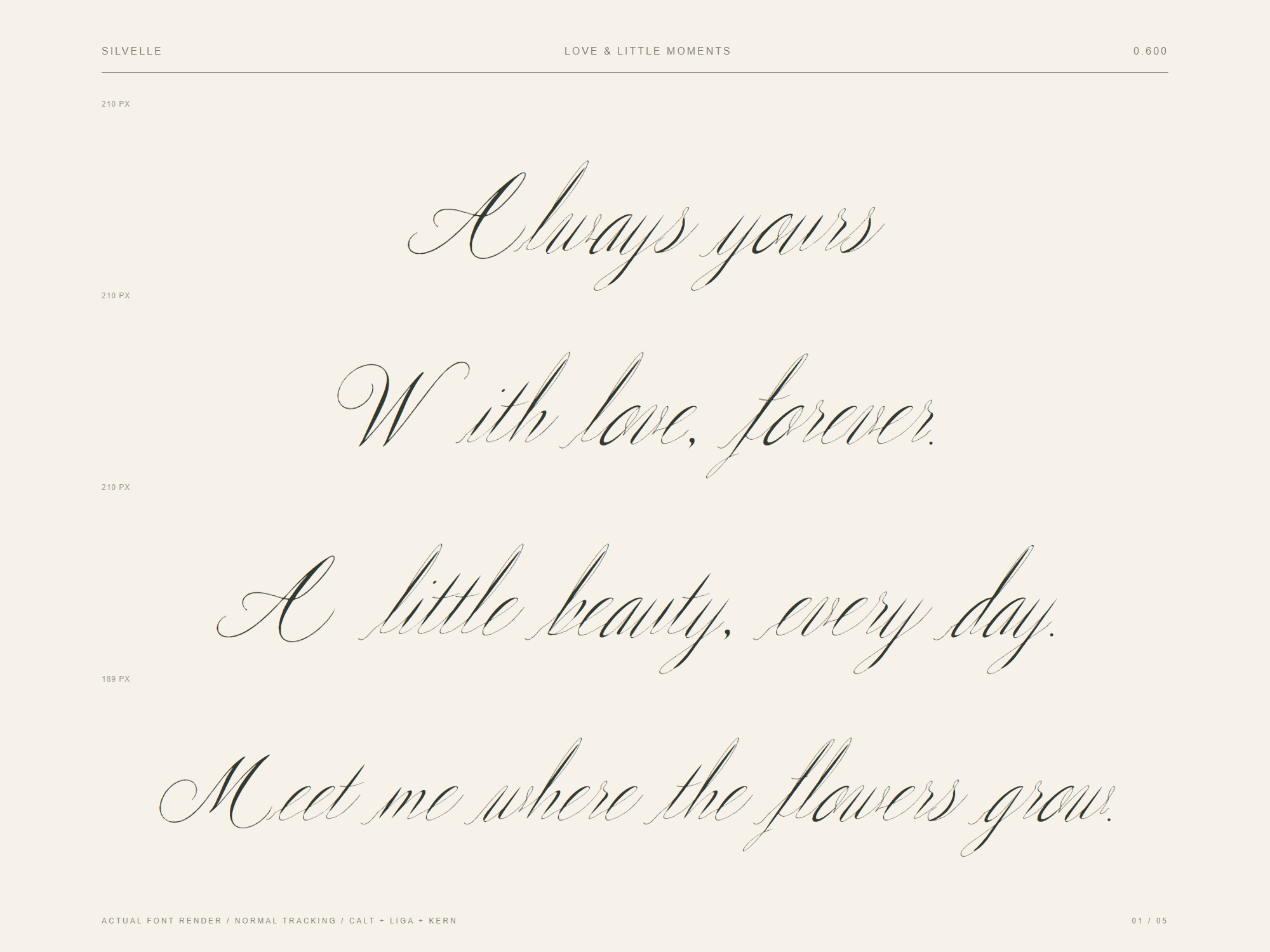 Silvelle: Always yours, With love forever 등 짧고 긴 문장