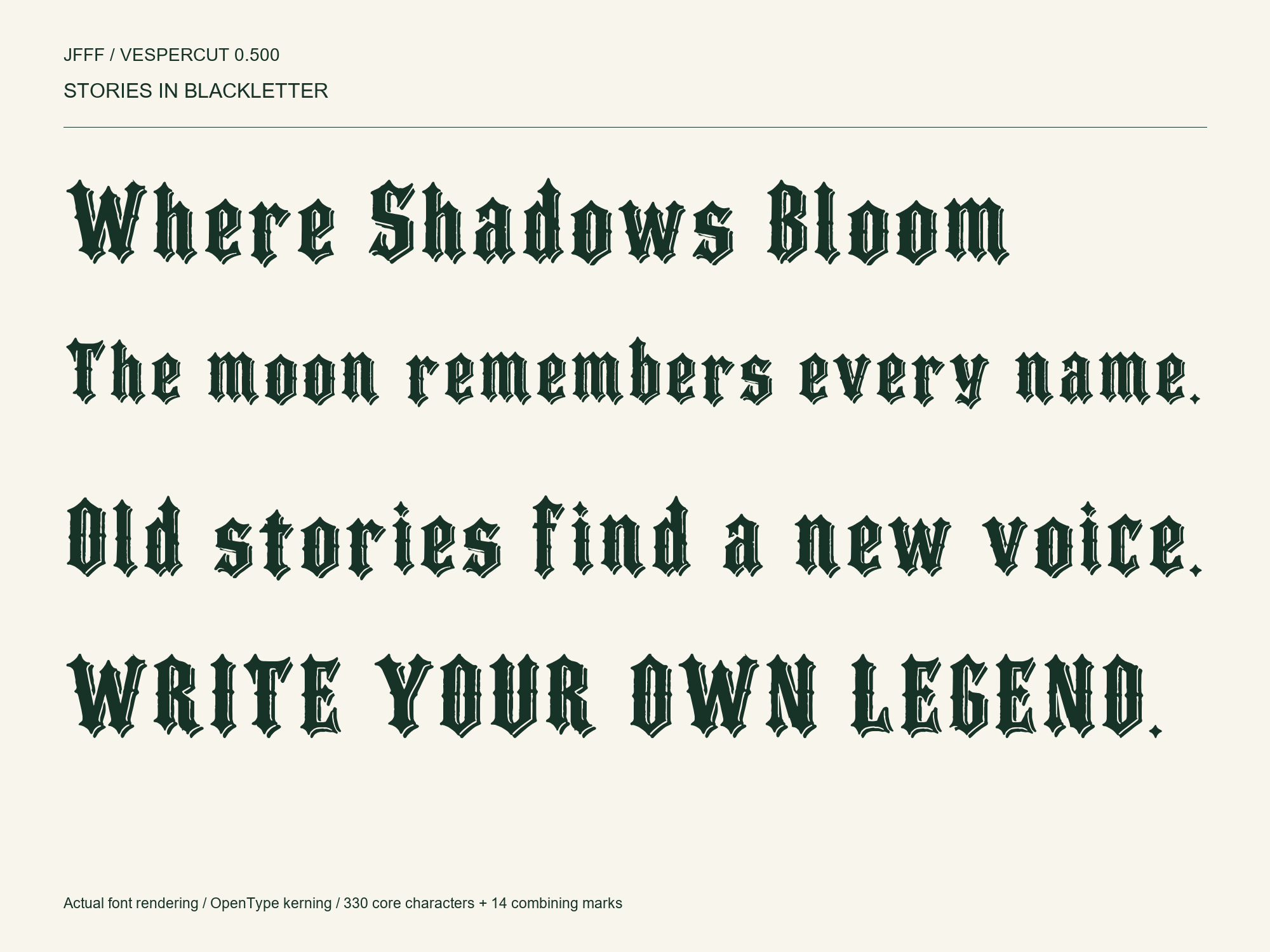 Vespercut — STORIES IN BLACKLETTER