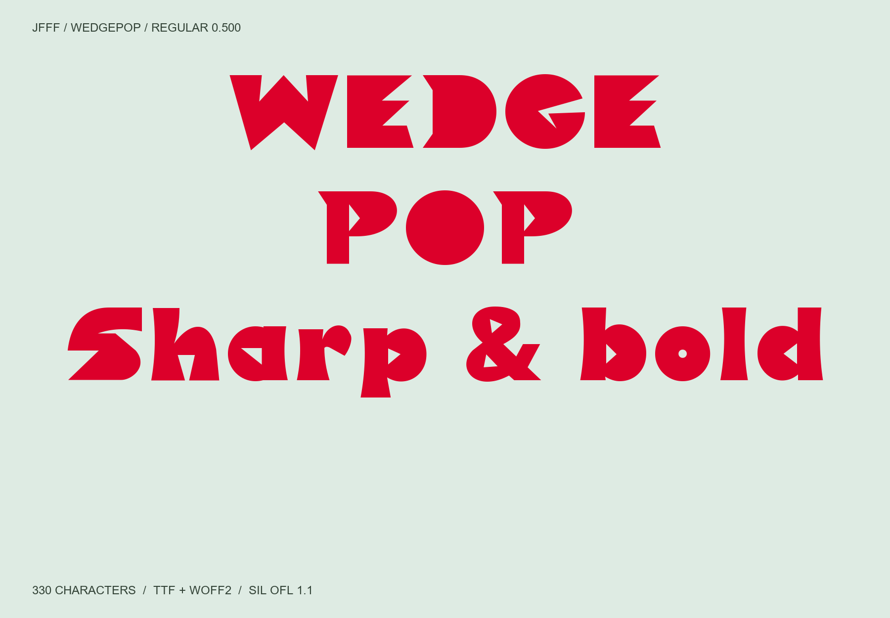 Wedgepop 기하학적 디스플레이 서체