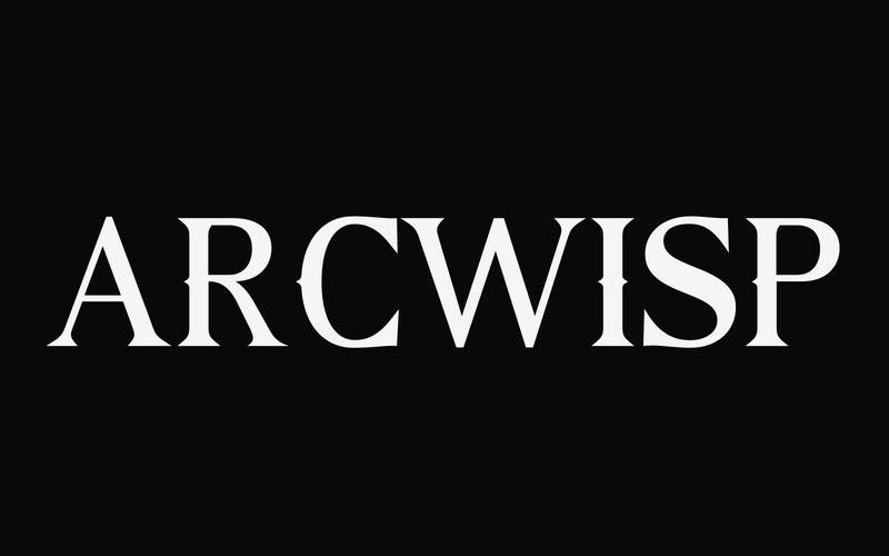 ARCWISP set in its high-contrast serif on a solid black field.