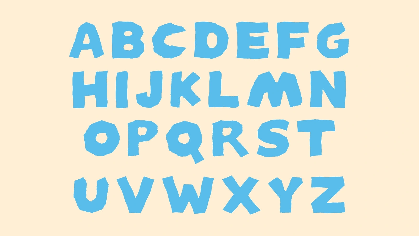 BLOPPA uppercase alphabet.