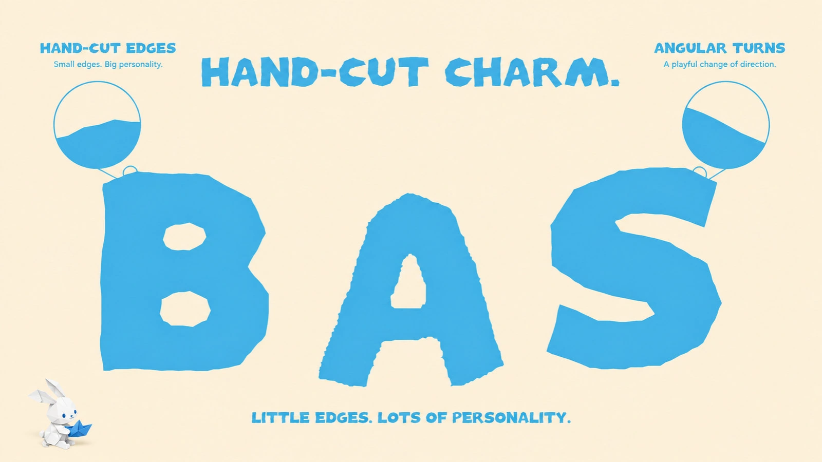 HAND-CUT CHARM: B, A and S edges.