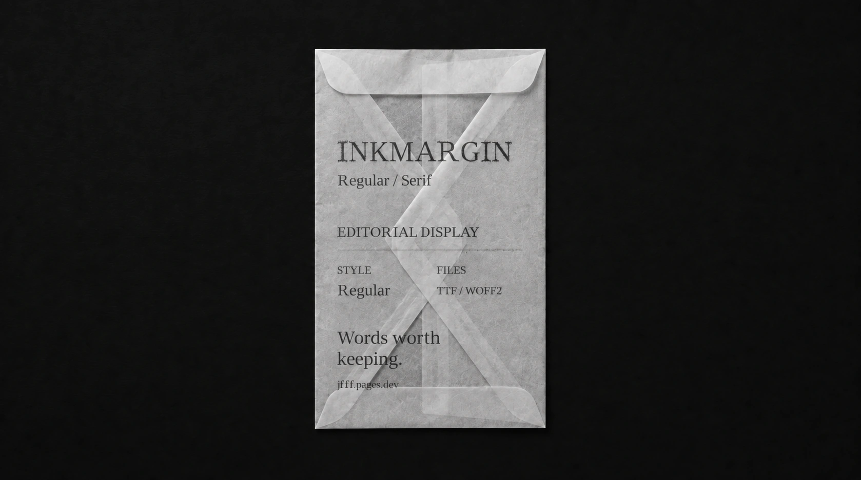 INKMARGIN on a translucent paper envelope.