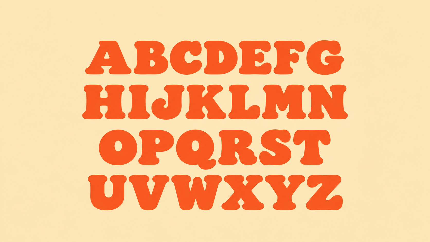 SAUSAGE uppercase alphabet A through Z in four rows.