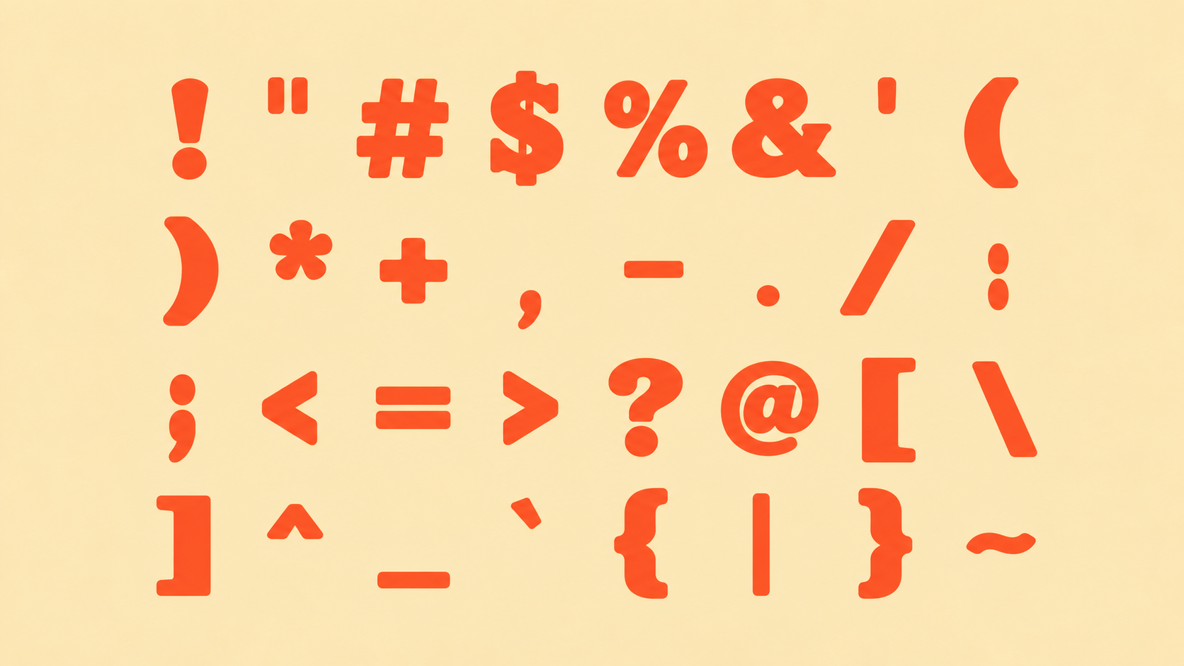 SAUSAGE punctuation and symbol character sheet.