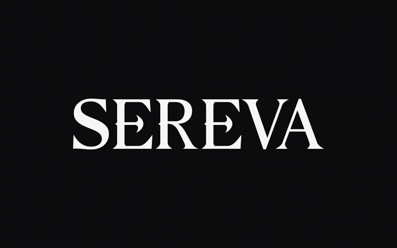 SEREVA, name only, centered in white on black.
